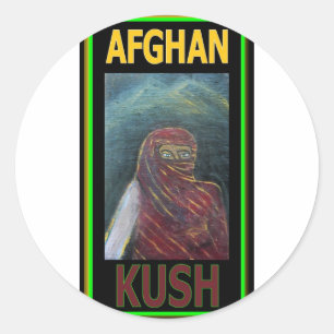 PEGATINA REDONDA KUSH AFGANO