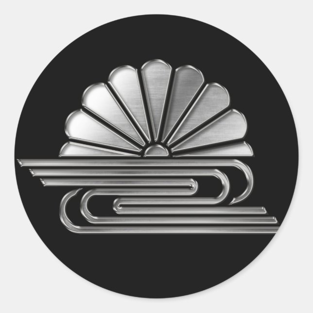 Pegatina Redonda Kusunoki Clan Kamon Silver Chrome (Anverso)