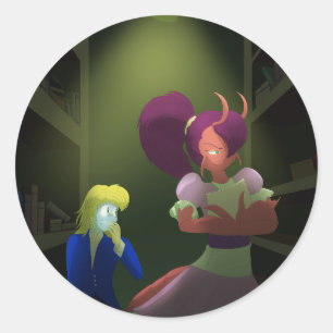 Pegatina Redonda Kuzoura y Chica de langostas