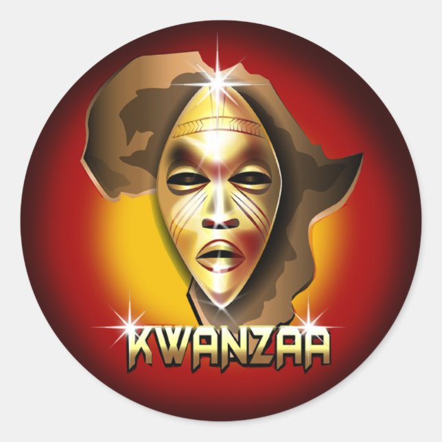 Pegatina Redonda Kwanzaa (Anverso)