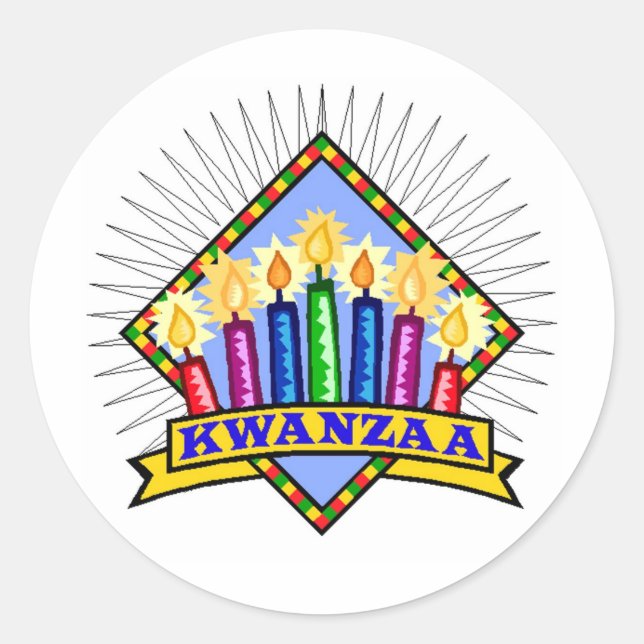 Pegatina Redonda Kwanzaa (Anverso)