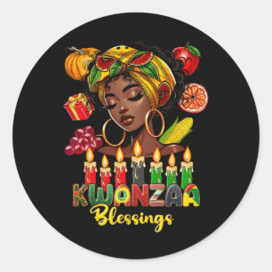 Pegatina Redonda Kwanzaa bendice la celebración afroamericana de ne