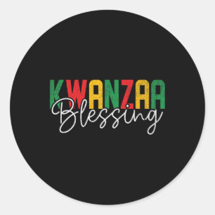 Pegatina Redonda Kwanzaa Bendiciendo a los Navidades afroamericanos
