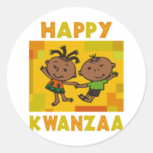 Pegatina Redonda Kwanzaa feliz