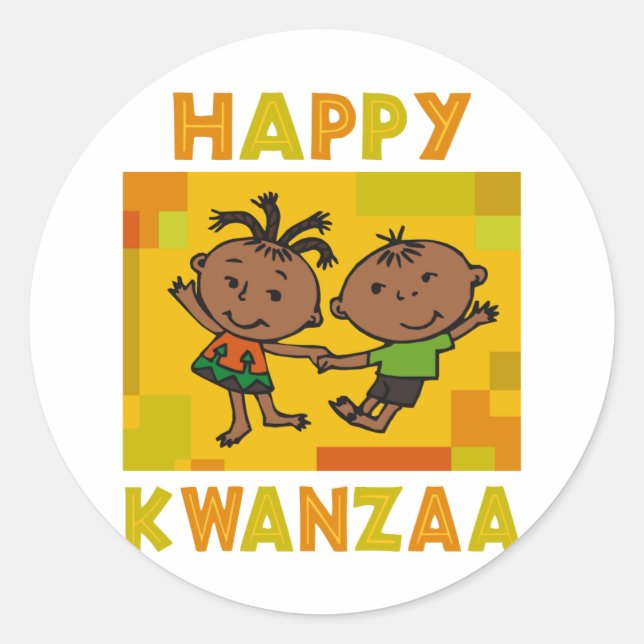Pegatina Redonda Kwanzaa feliz (Anverso)