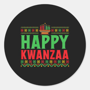 Pegatina Redonda Kwanzaa - Feliz Kwanzaa