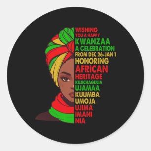 Pegatina Redonda Kwanzaa Mes de la historia negra le desea un Kw fe
