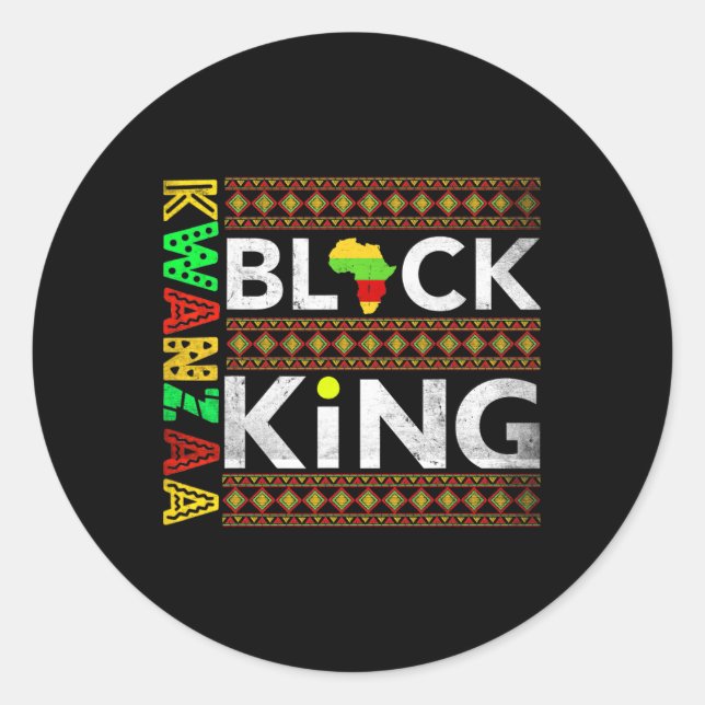 Pegatina Redonda Kwanzaa Negro Rey África Hombres Americanos Bruh M (Anverso)