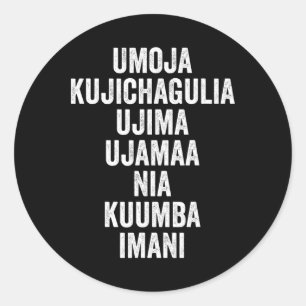 Pegatina Redonda Kwanzaa - Siete principios