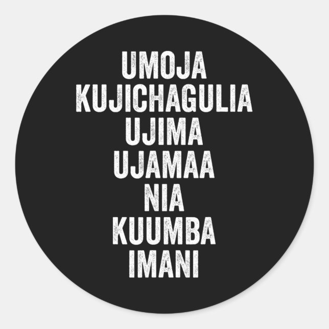 Pegatina Redonda Kwanzaa - Siete principios (Anverso)