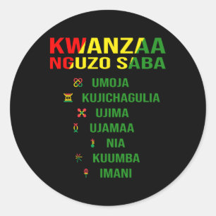 Pegatina Redonda Kwanzaa - Swahili Por Los Siete Principios