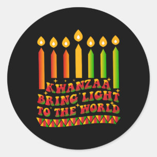 Pegatina Redonda Kwanzaa Trae Luz Al Mundo Feliz Kwanzaa