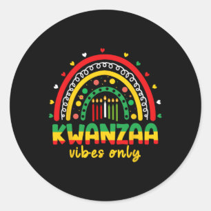 Pegatina Redonda Kwanzaa Vibes solamente Kinara Siete Velas African
