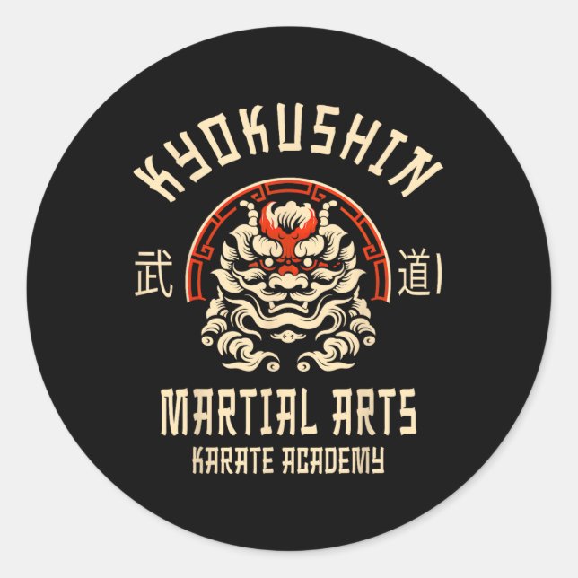 Pegatina Redonda Kyokushin Karate Japanese Martial Arts  (Anverso)
