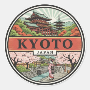 Pegatina Redonda Kyoto Japón Viaje Yasaka Santuario