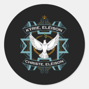 Pegatina Redonda Kyrie Eleison Christe Masa Latina Tradicional