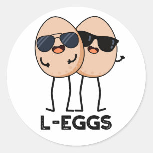 Pegatina Redonda L-egg Funny Egg Pun