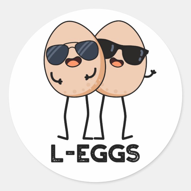 Pegatina Redonda L-egg Funny Egg Pun (Anverso)