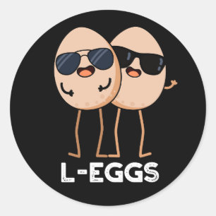 Pegatina Redonda L-egg Funny Egg Pun Dark BG