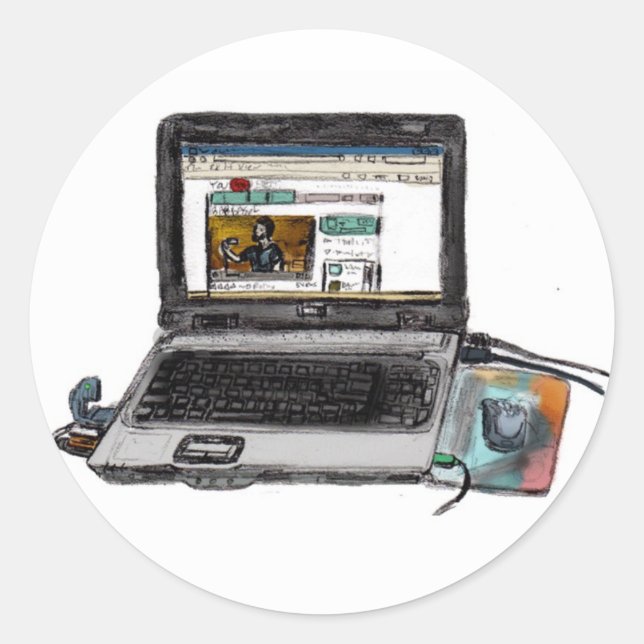 Pegatina Redonda L es para portátiles (Anverso)