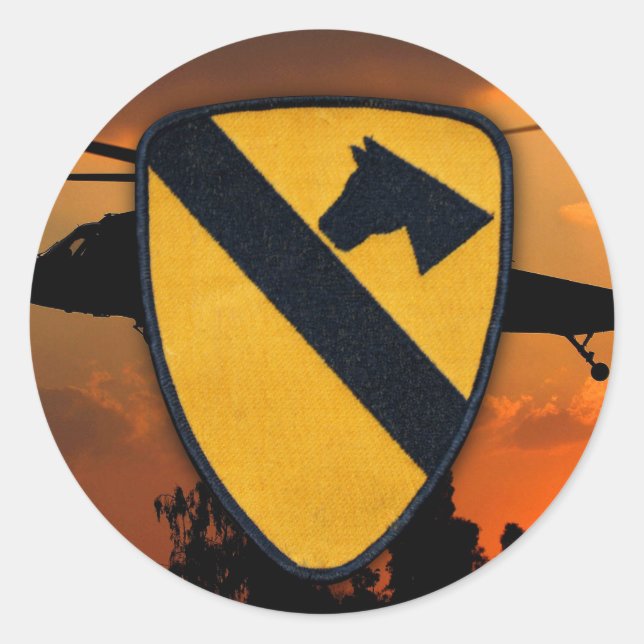 Pegatina Redonda la 1ra caballería ventila el remiendo aeromóvil de (Anverso)