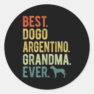 Pegatina Redonda La abuela argentina Dogo ama al perro del día de l