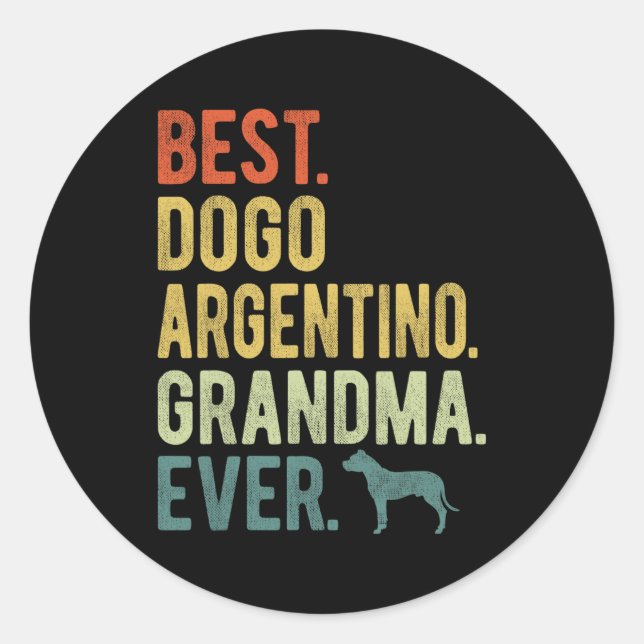 Pegatina Redonda La abuela argentina Dogo ama al perro del día de l (Anverso)