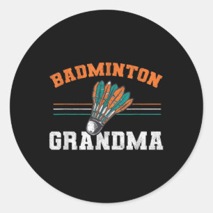 Pegatina Redonda La abuela de Badminton Birdie Women Badminton