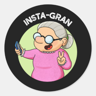 Pegatina Redonda La abuela de medios sociales divertida de Instagra