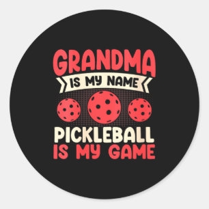 Pegatina Redonda La abuela de pickle ball femenino es nombre pickle
