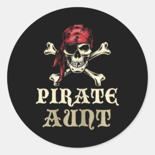Pegatina Redonda La abuela Halloween Costu de la tía pirata que coi