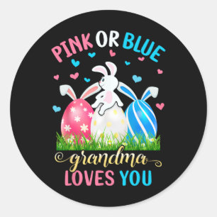 Pegatina Redonda La Abuela Rosa O Azul Te Ama El Género De Los Cone