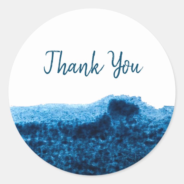 Pegatina Redonda La acuarela azul marino oscuro mínima (Anverso)