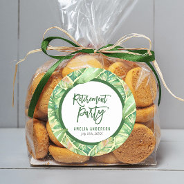 Pegatina Redonda La acuarela verde deja al Fiesta de jubilación tro