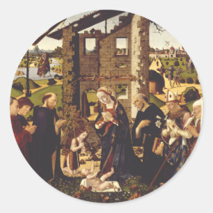 Pegatina Redonda La Adoración de Biagio d'Antonio Arte Medieval