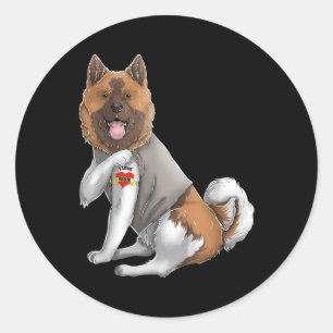 Pegatina Redonda La Akita Americana Me Encanta Mamá Tattoo Camiseta