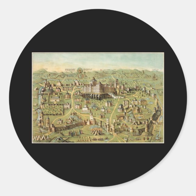 Pegatina Redonda La antigua ciudad de Jerusalén (Anverso)