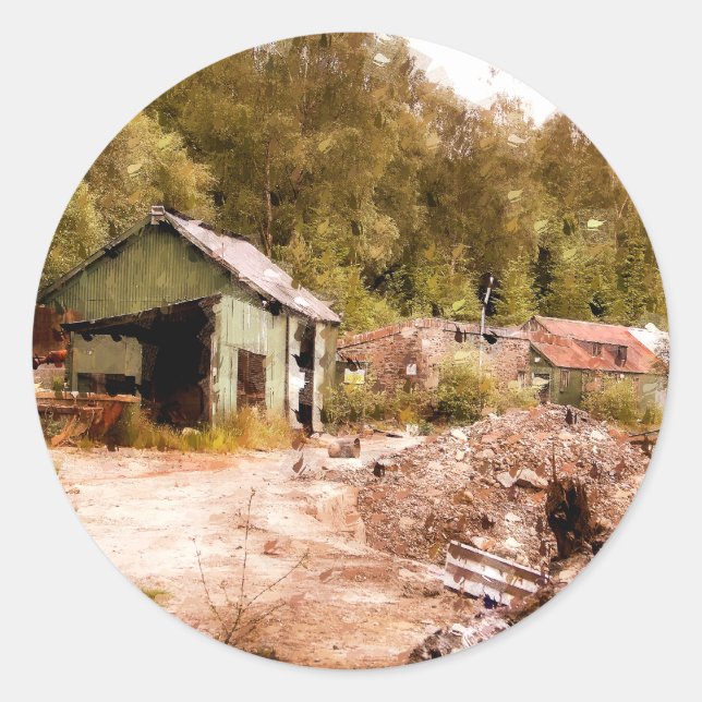 PEGATINA REDONDA LA ANTIGUA MINA DE ORO (Anverso)