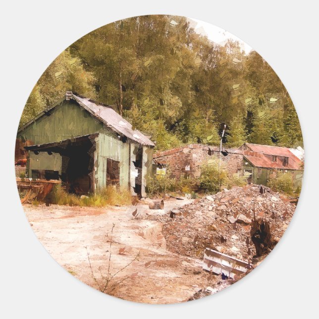 PEGATINA REDONDA LA ANTIGUA MINA DE ORO (Anverso)