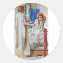 Pegatina Redonda La Anunciación por Dante Gabriel Rossetti