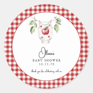 Pegatina Redonda La Apple de nuestro Eye Baby Shower Gracias