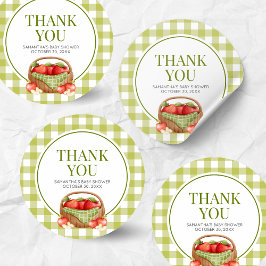 Pegatina Redonda La Apple de nuestro ojo Baby Shower