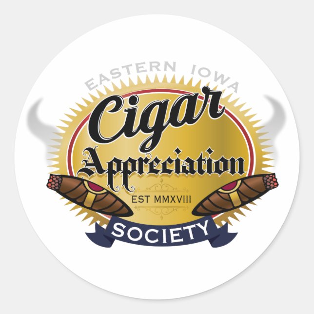 Pegatina Redonda La Apreciación Del Cigar Del Este De Iowa Decal De (Anverso)