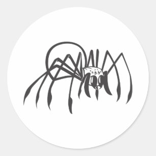 Pegatina Redonda La araña de viuda negra seria en blanco y negro