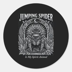 Pegatina Redonda La araña saltarina es animal espiritual arácnido m