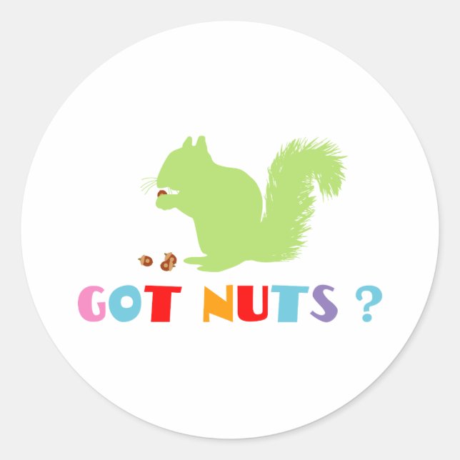 Pegatina Redonda ¿La ardilla tiene nueces? (Anverso)