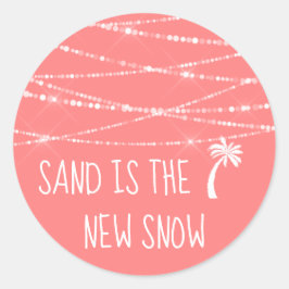 Pegatina Redonda La arena es la nueva palmera tropical de nieve | C