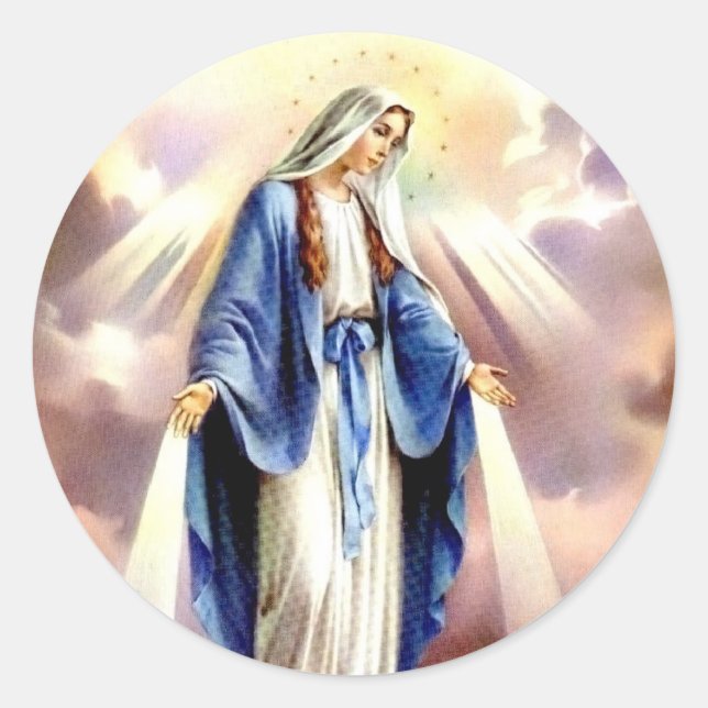 Pegatina Redonda La asunción de María (Anverso)