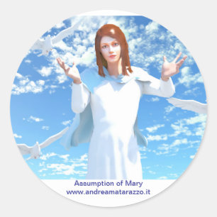Pegatina Redonda La asunción de María al Cielo