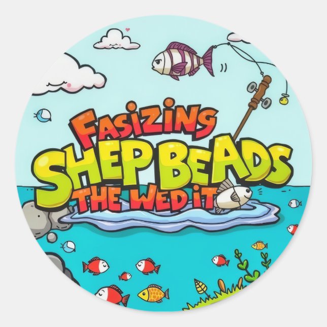 Pegatina Redonda La aventura de un joven pescador (Anverso)